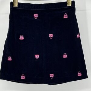 Hartstrings Embroidered Pink Handbags Girls Corduroy Skirt Navy Blue Size 6
